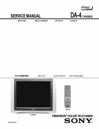 Sony KV-42DRC800, KV-32HS500, KV-32HV600, KV-34DRC500 Service Manual Trinitron Colour Television - Remote Commander RM-Y187 (22.715Kb) 7 Part File - pag. 224